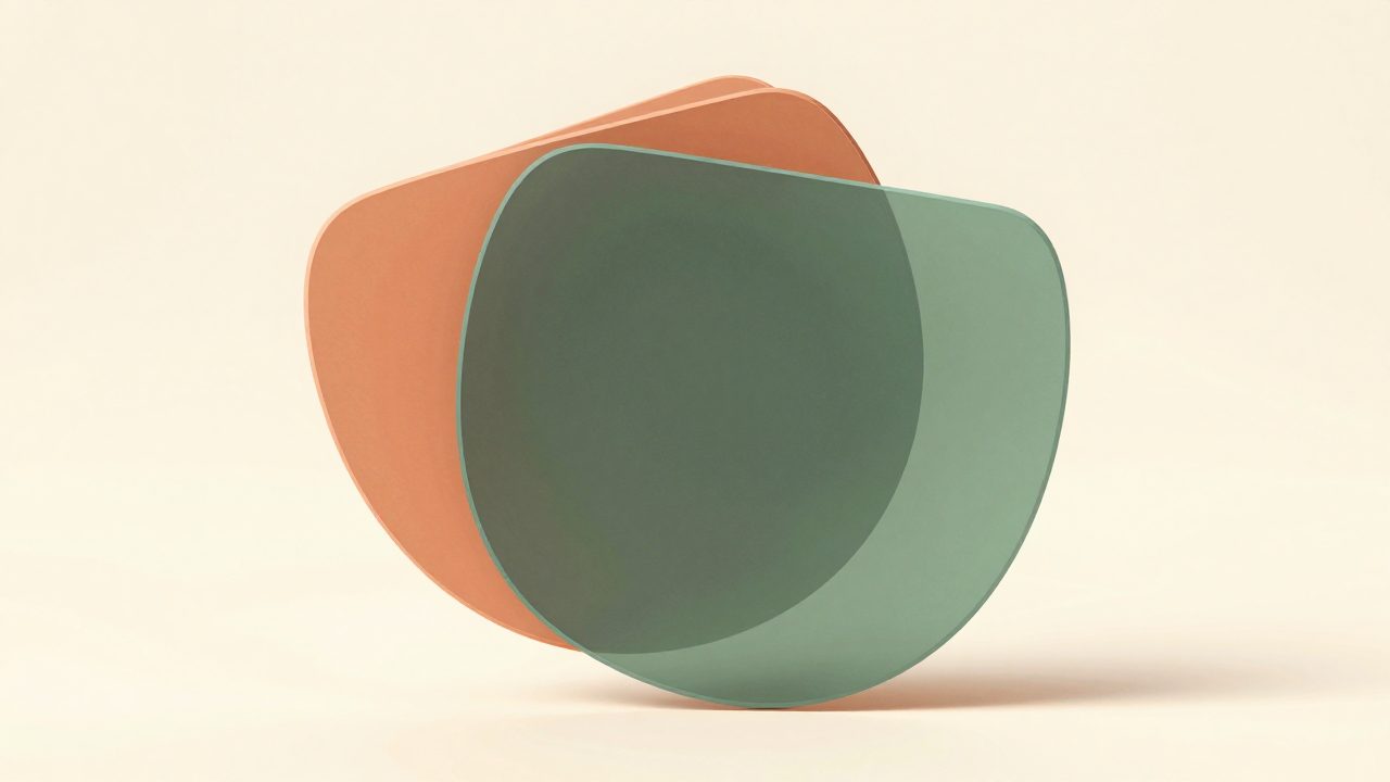Soft illustration of rounded translucent panels layered above a cream surface, representing one screen for the whole community