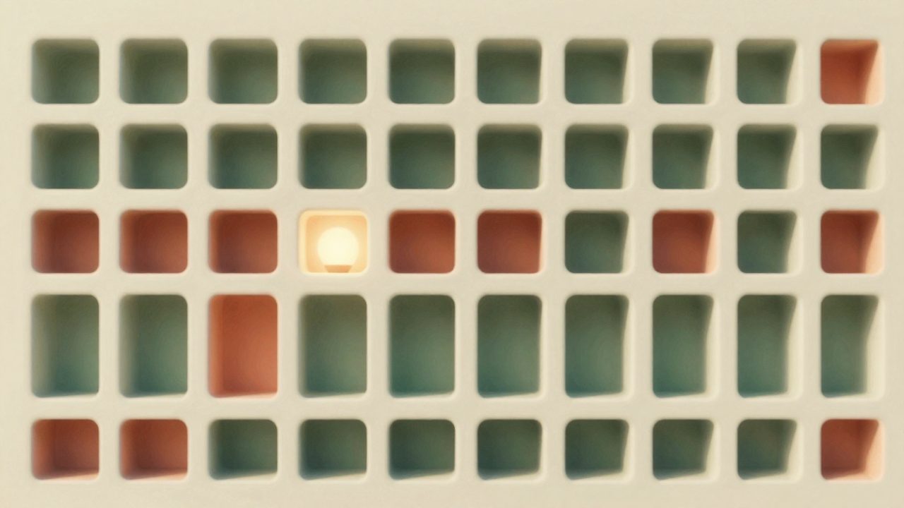 Soft illustration of a grid of rounded cubby compartments glowing gently from within, representing communities of every shape